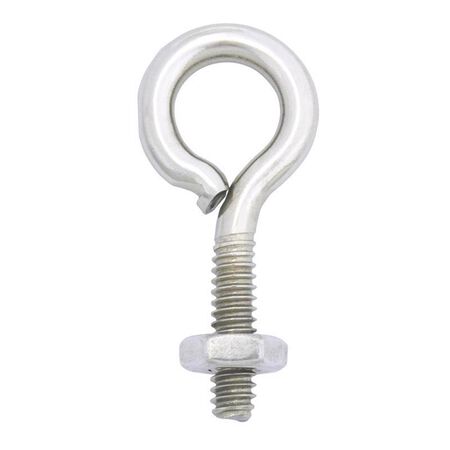 Hampton 3/16 in. X 1-1/2 in. L Stainless Stainless Steel Eyebolt Nut Included