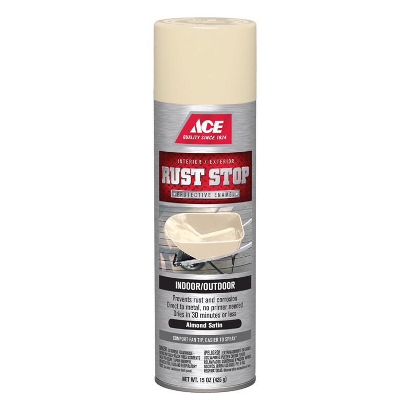 Ace Rust Stop Satin Almond Protective Enamel Spray Paint 15 oz Stine