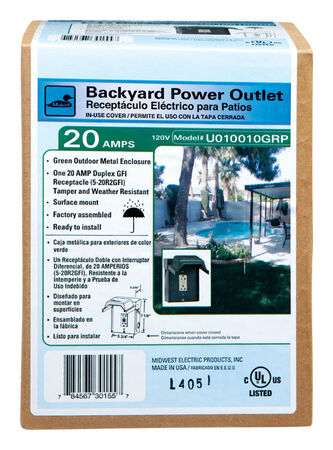 GE Midwest 20 amps 120 volts Surface Power Outlet Box