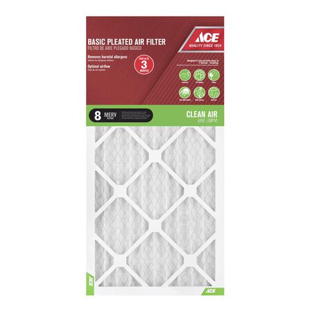 Ace 10 in. W X 20 in. H X 1 in. D Synthetic 8 MERV Pleated Air Filter 1 pk