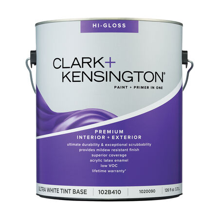 Clark+Kensington High-Gloss Tint Base Ultra White Base Premium Paint Exterior and Interior 1 gal