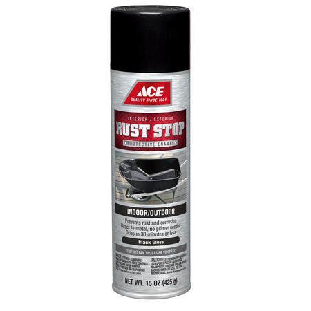 Ace Rust Stop Gloss Black Protective Enamel Spray Paint 15 oz