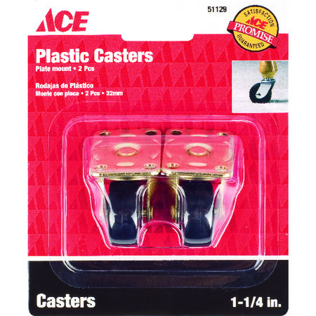 Ace 1-1/4 in. D Swivel Plastic Caster 40 lb 1 pk