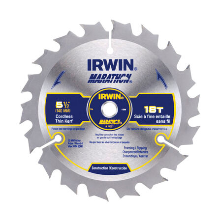 Irwin Marathon Marathon 5-1/2 in. Dia. 18 teeth C3 Carbide Tip For Framing Circular Saw Blade