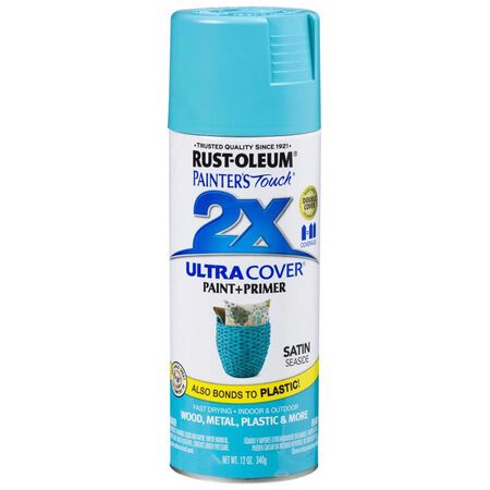 Rust-Oleum Painter's Touch 2X Ultra Cover Satin Seaside Paint+Primer Spray Paint 12 oz