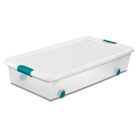 Sterilite 6 qt Clear/White Latch Storage Box 4-7/8 in. H X 14-1/8