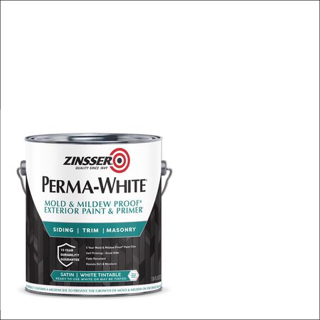 Zinsser Perma-White Satin White Water-Based Exterior Paint and Primer Exterior 1 gal