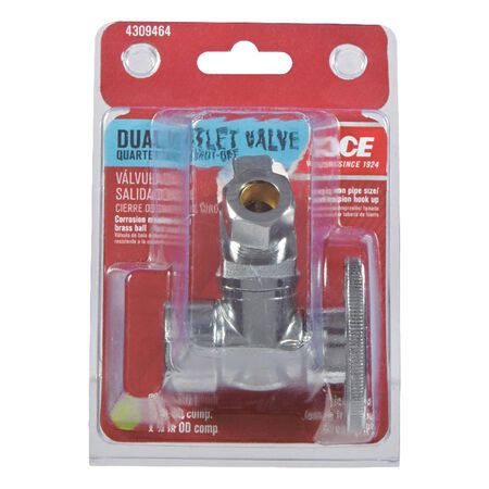 Ace FIP Compression Brass Dual Shut-Off Valve