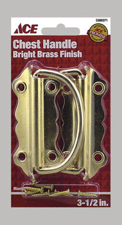 Ace Chest Handle 3-1/2 in. L 3-1/2 in. Bright Brass 2 pk