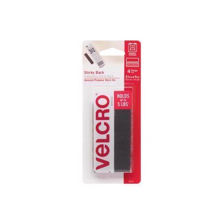 VELCRO Brand Sticky Back Small/Medium Nylon Hook and Loop Fastener 3-1/2 in. L 4 pk