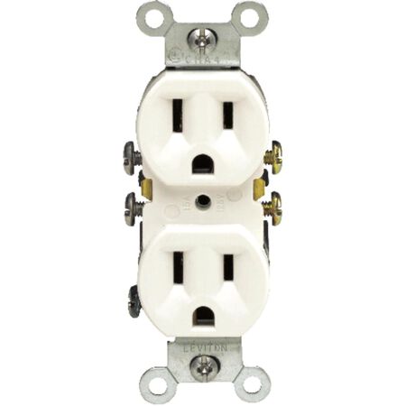 Leviton 15 amps 125 V Duplex White Outlet 5-15R 1 pk