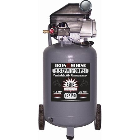 Iron Horse IHVP1520L 20-Gallon 125 PSI Max Portable Vertical Electric Air Compressor