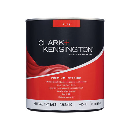 Clark+Kensington Flat Tint Base Neutral Base Premium Paint Interior 1 qt
