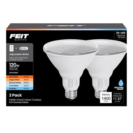 Feit PAR38 E26 (Medium) LED Bulb Adjustable White 120 Watt Equivalence 2 pk