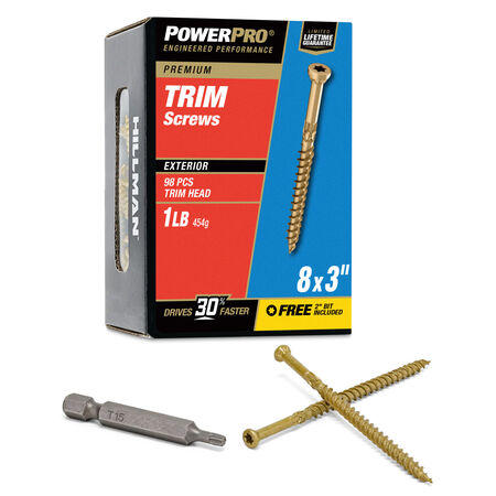 Power Pro® Premium Bronze Exterior Trim Screws (#8 x 3 in.) - 98 pc
