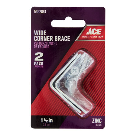 Ace 1-1/2 in. H X 2.75 in. W X 1-1/2 in. D Zinc Inside Wide Corner Brace