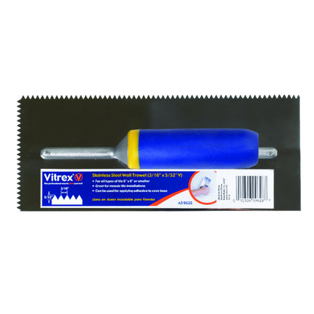 QEP 11 in. W X 4-1/2 in. L Stainless Steel V Notched Trowel