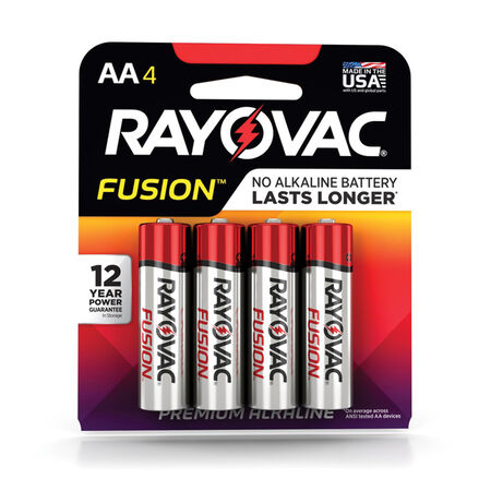 Rayovac Fusion AA Alkaline Batteries 4 pk Carded