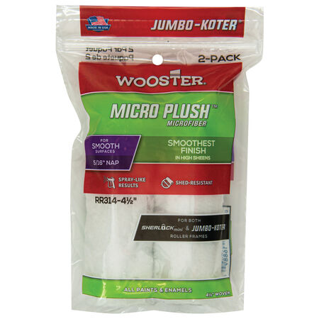 Wooster Micro Plush Woven 4-1/2 in. W X 5/16 in. Paint Roller Cover 2 pk