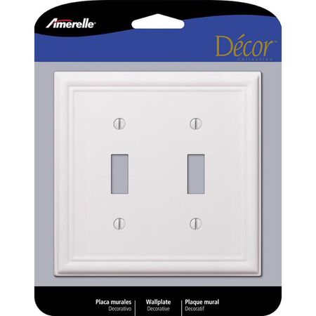 Amerelle Chelsea White 2 gang Stamped Steel Toggle Wall Plate 1 Pack