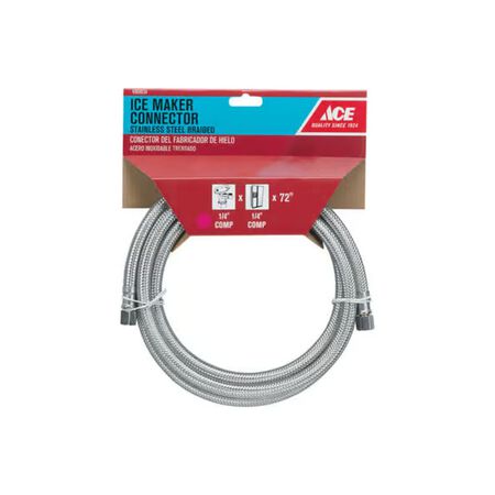 Ace 1/4 in. Compression x 1/4 in. D Compression 72 in. Braided Stainless Steel Ice Maker Supply Line