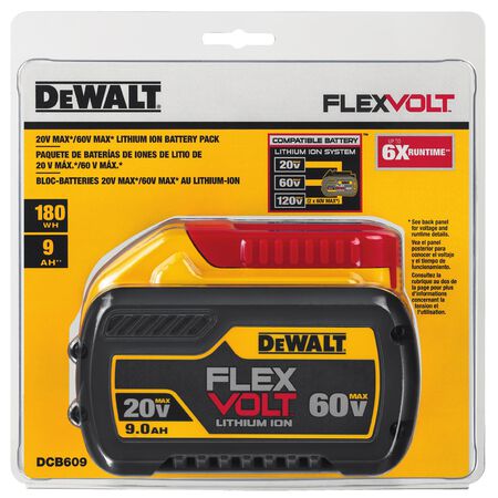 DEWALT FLEXVOLT DCB609 60 V 9 Ah Lithium-Ion Battery 1 pc