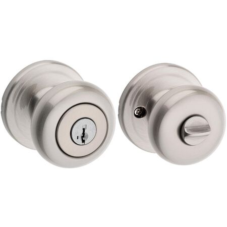 Kwikset SmartKey Juno Satin Nickel Entry Door Knob KW1 1-3/4 in.