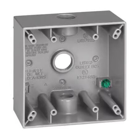 Sigma Engineered Solutions New Work 31 cu in. Square Metallic 2 gang Weatherproof Box Gray