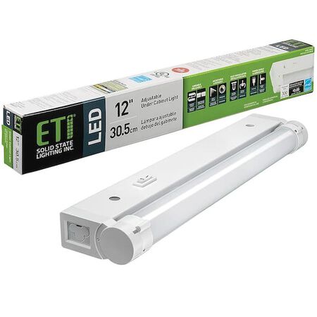 Eti Lighting 12 in. Linkable LED Beam Adjustable Under Cabinet Strip Light Plug In or Hardwire 3000K to 2700K Dimmable
