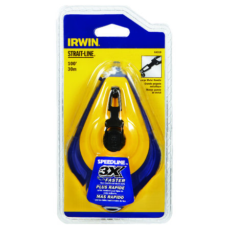 Irwin Strait-Line 2 oz Blue Fast Retrieve Chalk Line Reel 100 ft. White