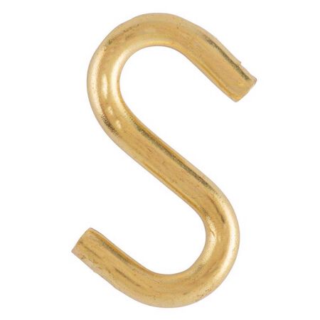 Ace Medium Bright Brass Green Brass 1 in. L Heavy S-Hook 15 lb 4 pk