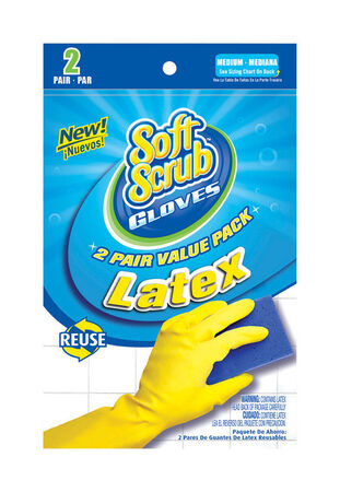 Soft Scrub Latex Cleaning Gloves M Yellow 2 pair