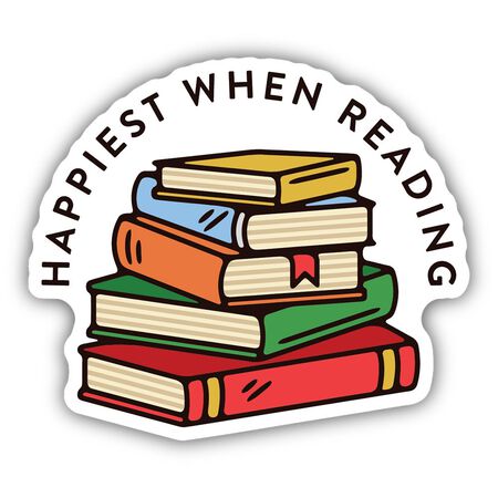 Sticker Northwest Happiest When Reading Book Stack Sticker