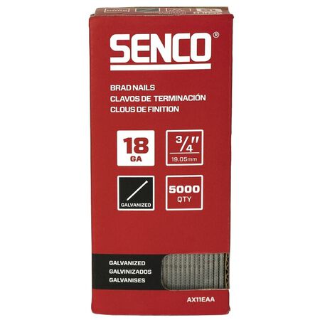 Senco Nail, 3/4 in. L, 18, Steel, Electro-Galvanized, Brad, Medium Head, Smooth Shank