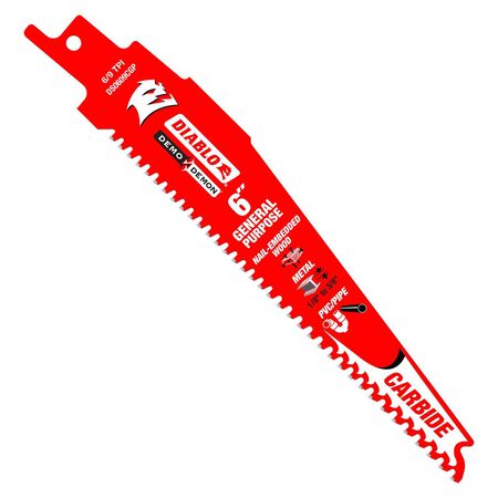 Diablo Demo Demon 6 in. Carbide Tipped General Purpose Reciprocating Saw Blade 6/9 TPI 1 pk