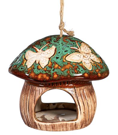 Ceramic Fantasy Mushroom Hanging Bird House