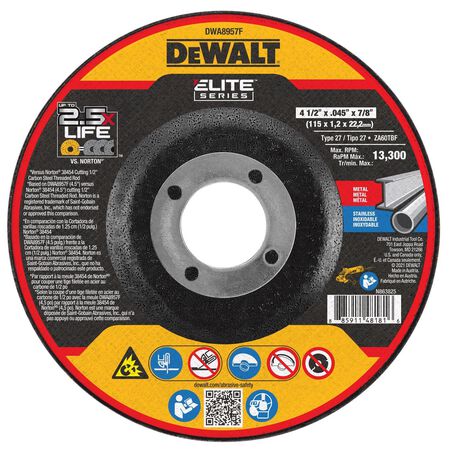 DeWalt Elite 4-1/2 in. D X 7/8 in. Ceramic Cutting Wheel 1 pk