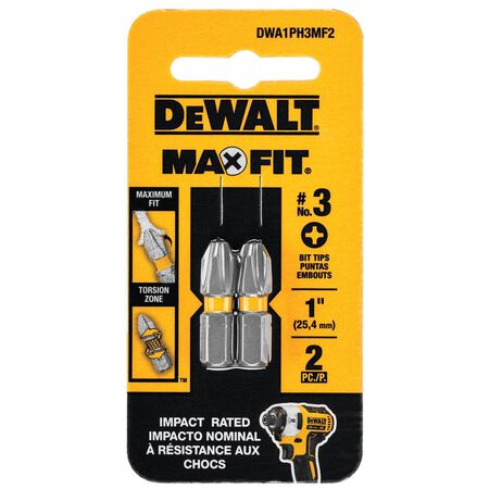 DEWALT Max Fit Phillips #3 X 1 in. L Screwdriver Bit Set Steel 2 pk