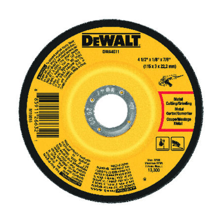 DeWalt 4-1/2 in. D X 7/8 in. Aluminum Oxide Cutting/Grinding Wheel 1 pc