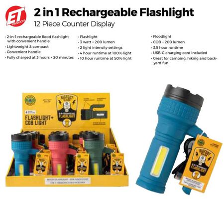 Bigfoot Beacon 2 in 1 Rechargeable Flashlight, Assorted Colors