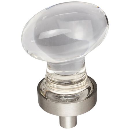 1-5/8" Overall Length Glass Football Cabinet Knob Polished Chrome