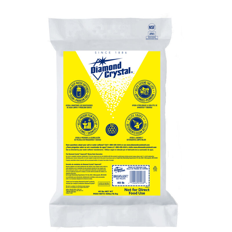 Diamond Crystal Bright & Soft Water Softener Salt Pellets 40 lb Stine