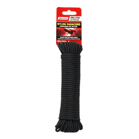 SecureLine 5/32 in. D X 50 ft. L Black Braided Nylon Paracord