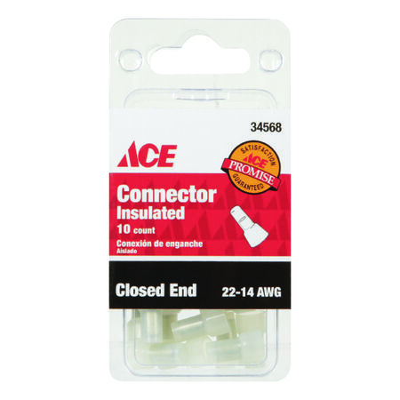 Ace Industrial 10 pk Nylon 22-14 AWG Clear Closed End Connector