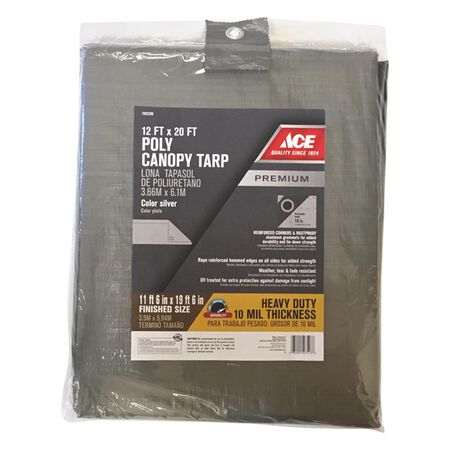 Ace 12 ft. W X 20 ft. L Heavy Duty Polyethylene Canopy Tarp Silver