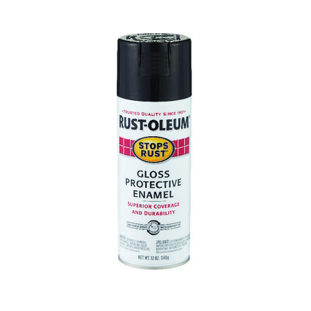 Rust-Oleum Stops Rust Gloss Black Spray Paint 12 oz