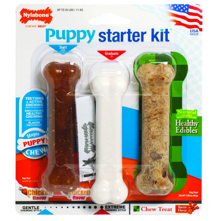 Nylabone Starter Kit Bacon and Chicken Bone For Dogs 3 pk