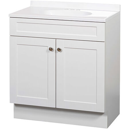 Zenith 30-1/2"W X 18-1/2"D X 35-1/4"H White Vanity Combo Shaker Door
