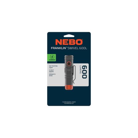 NEBO Franklin 600 lm Storm Gray LED Rechargeable Rechargeable Flashlight