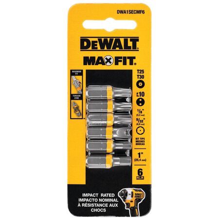 DeWalt Max Fit Assorted 1 in. L Security Bit Set Steel 6 pk